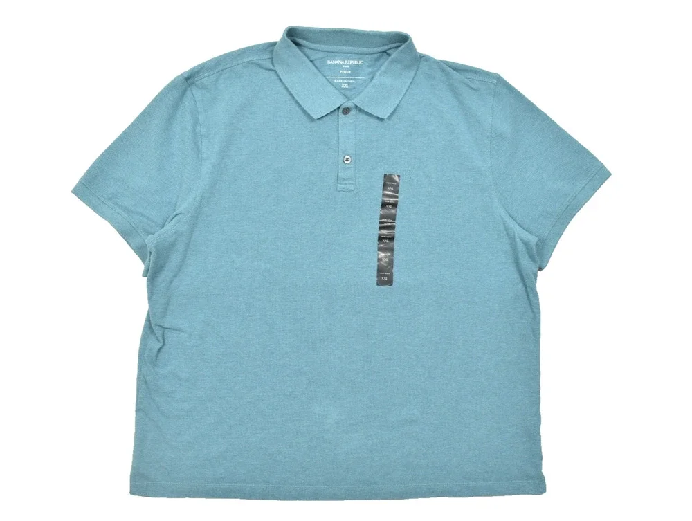 Banana Republic Men's Pique Polo Shirt Size XXL Green Short Sleeve Cotton